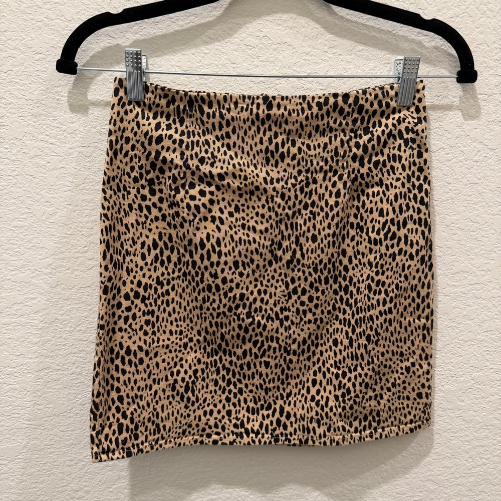 Brandy Melville Leopard Print Mini Skirt Tan Black Cheetah Animal Print One Size